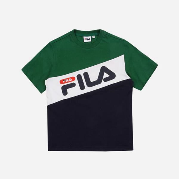 Fila Tričká Detske Zelene / Námornícka Modrá - Heritage S/S Vypredaj - Slovakia 12350-VBOK